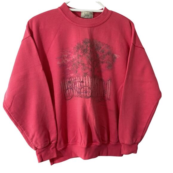Vintage 90s Northern Reflections Bicycle Fence Print Sweatshirt Womens Medium - Picture 1 of 7